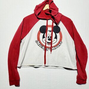 Mickey & Friends Large Teen Disney Mickey Mouse Crop Hoodie Sweater Raglan Red